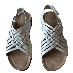 Easy Spirit White Braided Slingback Sandals